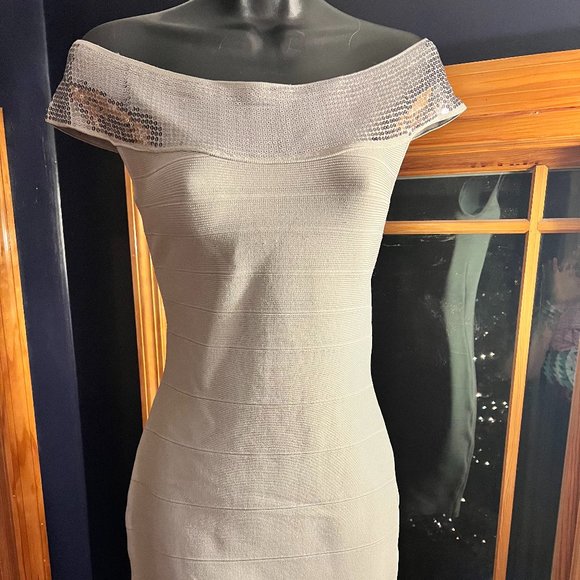 Sequin Top Ribbed Fitted Dress - Picture 1 of 4